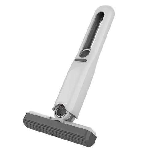 Mini Mop - Tragbarer Squeeze Mop mit 180° drehbarem Griff, stark saugfähig, selbstauswringend für Desktop und kleine Räume (weißer Baumwollkopf + Quetschgriff) von DRSUMLF