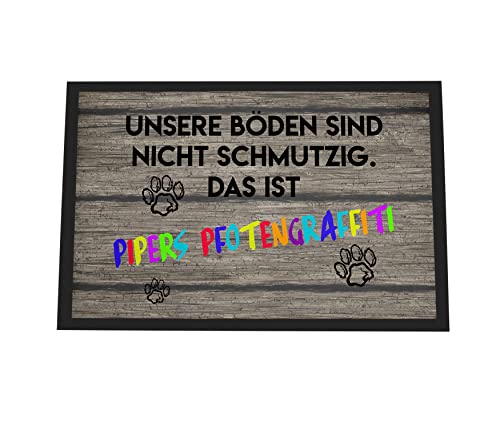 Personalisierte Fußmatte Pfoten Graffiti für Hundebesitzer (400 x 600 x 2 mm) von DRUC KLAUS