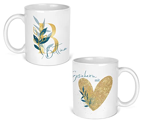 Personalisierte Tasse für Erzieherinnen, Keramiktasse Erzieherin mit Herz, Tasse mit Namen. von DRUC KLAUS