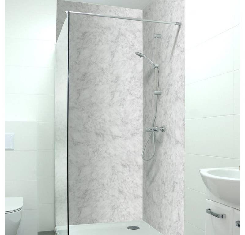 DRUCK-EXPERT Duschrückwand Premium Duschrückwand - langlebiger Fliesensticker aus 0,4 mm selbstklebenden Hart-PVC von DRUCK-EXPERT