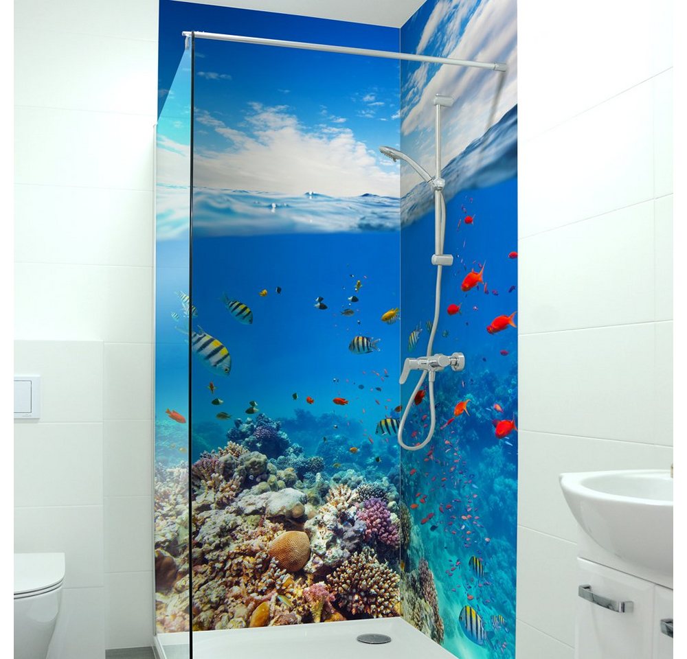 DRUCK-EXPERT Duschrückwand Premium Duschrückwand - langlebiger Fliesensticker aus 0,4 mm selbstklebenden Hart-PVC DRUCK-EXPERT Duschrückwand Premium Duschrückwand - langlebiger Fliesensticker aus 0,4 mm selbstklebenden Hart-PVC von DRUCK-EXPERT
