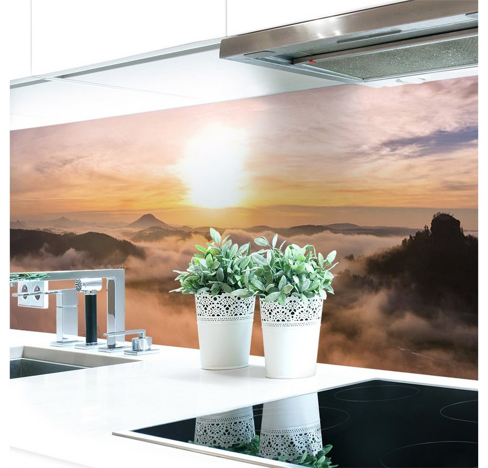 DRUCK-EXPERT Küchenrückwand Küchenrückwand Alpen Sonne Hart-PVC 0,4 mm selbstklebend von DRUCK-EXPERT