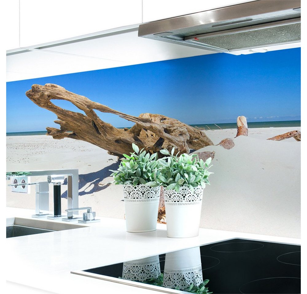 DRUCK-EXPERT Küchenrückwand Küchenrückwand Baumstamm Strand Hart-PVC 0,4 mm selbstklebend von DRUCK-EXPERT