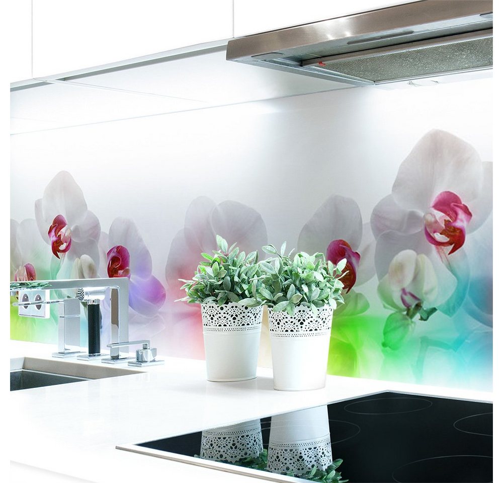 DRUCK-EXPERT Küchenrückwand Küchenrückwand Orchideen Bunt Hart-PVC 0,4 mm selbstklebend von DRUCK-EXPERT