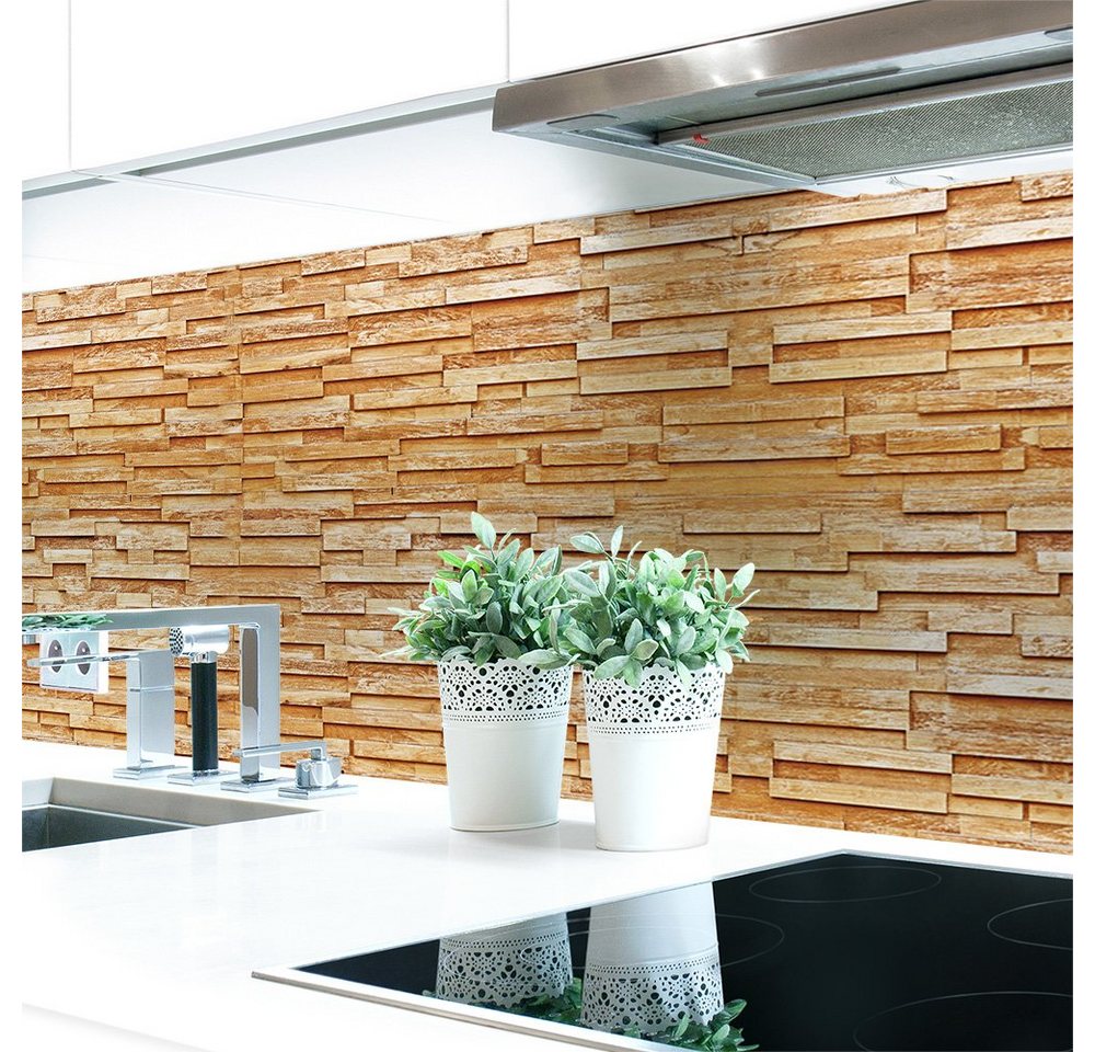 DRUCK-EXPERT Küchenrückwand Küchenrückwand Schichtenholz Relief Hart-PVC 0,4 mm selbstklebend von DRUCK-EXPERT