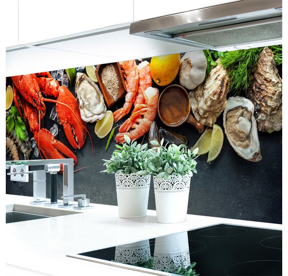 DRUCK-EXPERT Küchenrückwand Küchenrückwand Seafood Hart-PVC 0,4 mm selbstklebend von DRUCK-EXPERT