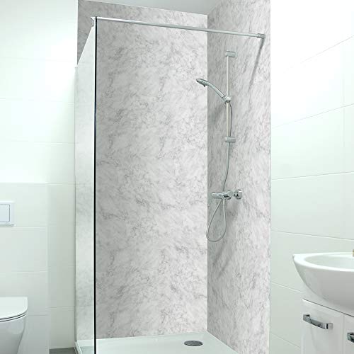 DRUCK-EXPERT Premium Duschrückwand 0,4 mm selbstklebendes Hart-PVC, Größe:1 x B 103 x H 240 cm Hochformat, Muster:Marmor weiß DRUCK-EXPERT Premium Duschrückwand 0,4 mm selbstklebendes Hart-PVC, Größe:1 x B 103 x H 240 cm Hochformat, Muster:Marmor weiß von DRUCK-EXPERT