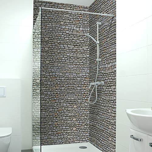 DRUCK-EXPERT Premium Duschrückwand 0,4 mm selbstklebendes Hart-PVC, Größe:2 x B 103 x H 240 cm Hochformat, Muster:Naturstein grau DRUCK-EXPERT Premium Duschrückwand 0,4 mm selbstklebendes Hart-PVC, Größe:2 x B 103 x H 240 cm Hochformat, Muster:Naturstein grau von DRUCK-EXPERT