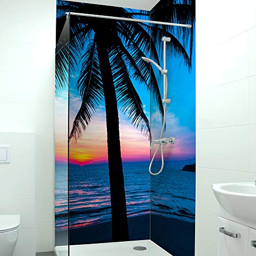 DRUCK-EXPERT Premium Duschrückwand 0,4 mm selbstklebendes Hart-PVC, Größe:2 x B 103 x H 240 cm Hochformat, Muster:Sonnenuntergang Karibik DRUCK-EXPERT Premium Duschrückwand 0,4 mm selbstklebendes Hart-PVC, Größe:2 x B 103 x H 240 cm Hochformat, Muster:Sonnenuntergang Karibik von DRUCK-EXPERT