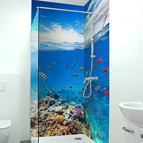 DRUCK-EXPERT Premium Duschrückwand 0,4 mm selbstklebendes Hart-PVC, Größe:2 x B 309 x H 100 cm Querformat, Muster:Meereswelt DRUCK-EXPERT Premium Duschrückwand 0,4 mm selbstklebendes Hart-PVC, Größe:2 x B 309 x H 100 cm Querformat, Muster:Meereswelt von DRUCK-EXPERT