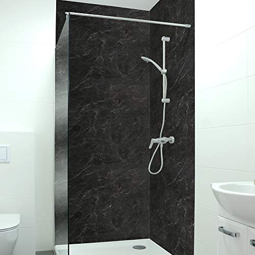 DRUCK-EXPERT Premium Duschrückwand 0,4 mm selbstklebendes Hart-PVC, Größe:3 x B 103 x H 240 cm Hochformat, Muster:Schiefer schwarz DRUCK-EXPERT Premium Duschrückwand 0,4 mm selbstklebendes Hart-PVC, Größe:3 x B 103 x H 240 cm Hochformat, Muster:Schiefer schwarz von DRUCK-EXPERT