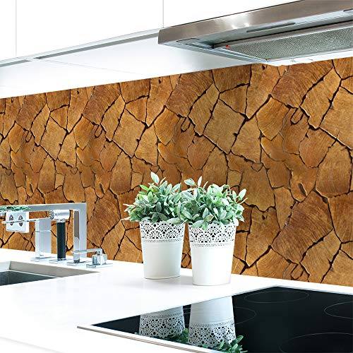Küchenrückwand Baumstamm Natur Premium Hart-PVC 0,4 mm selbstklebend - Direkt auf die Fliesen, Größe:Materialprobe A4 von DRUCK-EXPERT