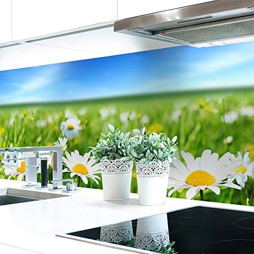 Küchenrückwand Blumenwiese Premium Hart-PVC 0,4 mm selbstklebend - Direkt auf die Fliesen, Größe:400 x 60 cm von DRUCK-EXPERT