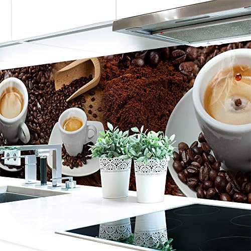 Küchenrückwand Kaffee Mix Premium Hart-PVC 0,4 mm selbstklebend - Direkt auf die Fliesen, Größe:340 x 60 cm von DRUCK-EXPERT