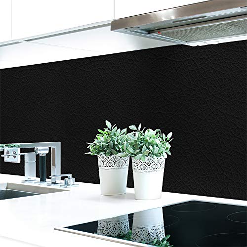 Küchenrückwand Leder Schwarz Premium Hart-PVC 0,4 mm selbstklebend - Direkt auf die Fliesen, Größe:Materialprobe A4 von DRUCK-EXPERT