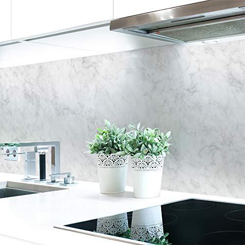 Küchenrückwand Marmor Weiß Premium Hart-PVC 0,4 mm selbstklebend - Direkt auf die Fliesen, Größe:280 x 80 cm von DRUCK-EXPERT