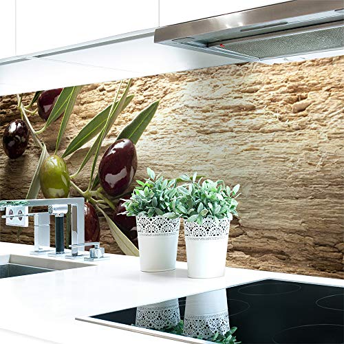 Küchenrückwand Oliven Premium Hart-PVC 0,4 mm selbstklebend - Direkt auf die Fliesen, Größe:60 x 60 cm von DRUCK-EXPERT