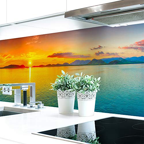 Küchenrückwand Sonnenuntergang Bunt Premium Hart-PVC 0,4 mm selbstklebend - Direkt auf die Fliesen, Größe:220 x 80 cm von DRUCK-EXPERT