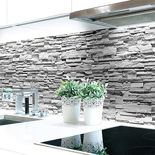 Küchenrückwand Stein Motive Eco Express Polyester 0,1 mm selbstklebend, Größe:400 x 60 cm, Muster:Steinwand hellgrau Küchenrückwand Stein Motive Eco Express Polyester 0,1 mm selbstklebend, Größe:400 x 60 cm, Muster:Steinwand hellgrau von DRUCK-EXPERT