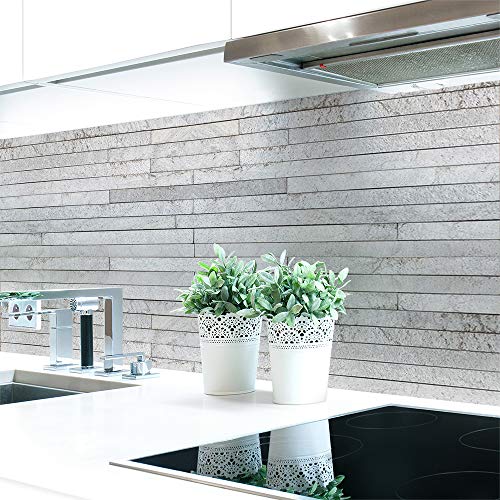 Küchenrückwand Steinschichten Grau Premium Hart-PVC 0,4 mm selbstklebend - Direkt auf die Fliesen, Größe:120 x 80 cm von DRUCK-EXPERT