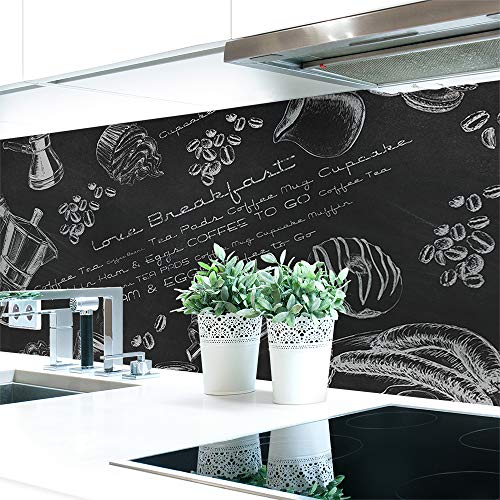 Küchenrückwand Tafelkreide Hart-PVC 0,4 mm selbstklebend - Direkt auf die Fliesen, Größe:220 x 60 cm von DRUCK-EXPERT