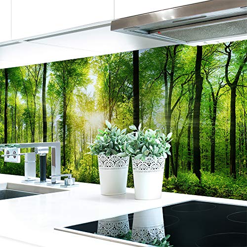 Küchenrückwand Waldlichtung Premium Hart-PVC 0,4 mm selbstklebend - Direkt auf die Fliesen, Größe:120 x 80 cm von DRUCK-EXPERT
