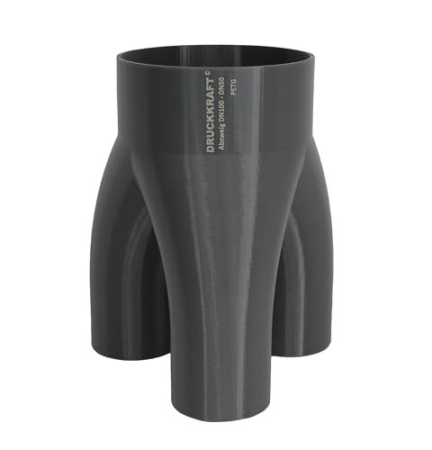 DRUCKKRAFT 3-Wege Abzweig Rohr DN100 - DN50 | Abzweigstück | Y-Verteiler | Absauganlage | Rohrverbinder | Schlauchverbinder | Zentralstaubsauger & Industrie | PETG | (DN100 auf 3-Fach DN50) von DRUCKKRAFT