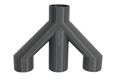 DRUCKKRAFT 3-Wege Abzweig Rohr DN50 | Abzweigstück | Y-Verteiler | Absauganlage | Rohrverbinder | Schlauchverbinder | Zentralstaubsauger & Industrie | PETG | (DN50 auf 3-Fach DN50) von DRUCKKRAFT