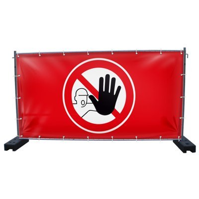 (Mesh) Zutritt verboten Bauzaunbanner, Baustelle, Sichtschutz, Zaunblende, Sicherheitsbanner, 340 x 173 cm, DRUCKUNDSO von DRUCKUNDSO