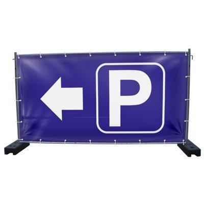 DRUCKUNDSO (Mesh) Parkplatz Links Bauzaunbanner, Sichtschutz, Windschutz, Zaunblende, Festival Banner, 340 x 173 cm von DRUCKUNDSO