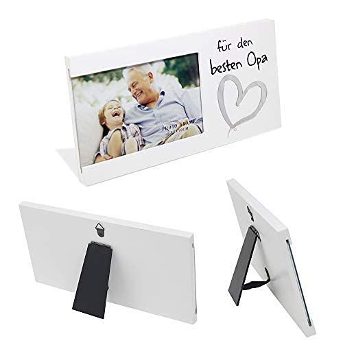 10 x 15 cm Bilderrahmen Weiß Holz Fotorahmen zum Aufstellen Für den Besten Opa Fotohalter Vatertag Holzbilderrahmen Geschenkideen Weihnachten Rahmenloser Bilderrahmen Glas Bilderrahmen Wand Rahmen von DRULINE