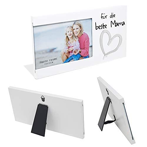 10 x 15 cm Bilderrahmen Weiß Holz Fotorahmen zum Aufstellen Für die Beste Mama Fotohalter Muttertag Holzbilderrahmen Geschenkideen Weihnachten Rahmenloser Bilderrahmen Glas Bilderrahmen Wand Rahmen von DRULINE