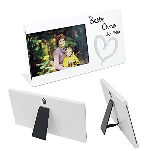 10 x 15 cm Bilderrahmen Weiß Holz Fotorahmen zum Aufstellen Bester Oma der Welt Fotohalter Vatertag Holzbilderrahmen Geschenkideen Weihnachten Rahmenloser Bilderrahmen Glas Bilderrahmen Wand Rahmen von DRULINE