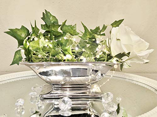 25 cm Keramikschale Hochzeitsdeko Pflanzgefäße Tischdeko Silber Blumenschale Silberschale Blumengefäß Schale Obst Bonbonschale Tafelaufsatz Nostalgie Große Obstschale Dekoschale mit Fuß Gebäckschale von DRULINE