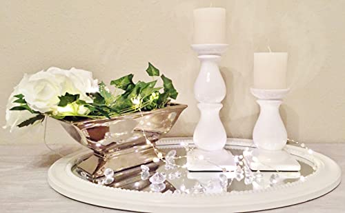 2er-Set Kerzenständer Weiß Kerzenleuchter Kerzenhalter Weiss Keramik Größe 16/25 cm Stumpenkerzenhalter Windlicht Teelichthalter Deko Ideen Stabkerzenhalter Set Säulenständer Hochzeitsdeko Weiß von DRULINE