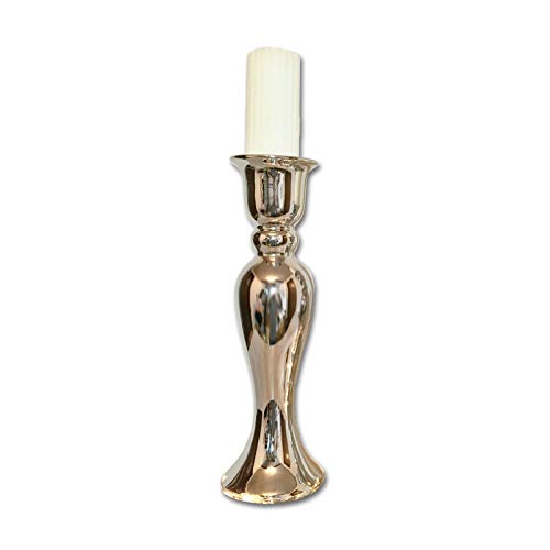 30 cm Kerzenständer Kerzenleuchter Kerzenhalter Keramik Stumpenkerzenhalter Windlicht Teelichthalter Stabkerzenhalter Säulenständer Hochzeitsdeko Silber von DRULINE