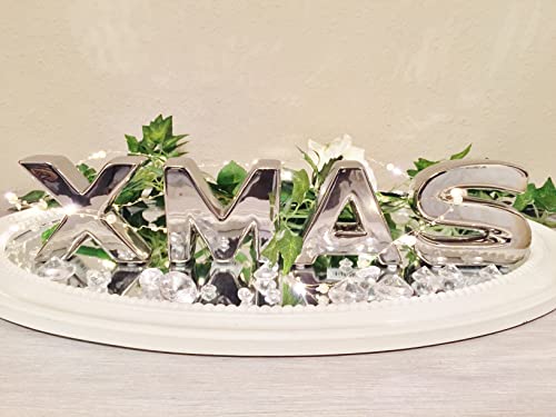 3D Buchstaben Deko Schriftzug XMAS Schriftzug Weihnachtsdeko Deko Weihnachten Tischdeko Weihnachten Adventsdeko Silber Dekoration Weihnachtsdekoration Deko Buchstaben Weihnachtstischdeko Silber von DRULINE