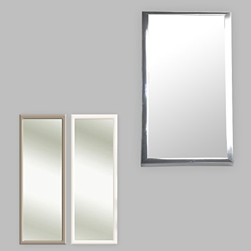 Clic-And-Get Türspiegel Tür Spiegel Hängespiegel Rahmenspiegel 35x95cm Silber Weiß Grau (Silber) von DRULINE
