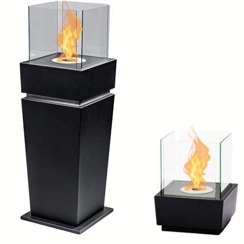 Clic-and-get California 2 IN 1 Gelkamin Bio Ethanol Wandkamin Tischkamin, Standkamin Luxuskamin Ofen Cottage Pillar Feuerstelle Feuersäule Feuerkorb Rauch- & geruchsloser klassisches Kamingehäuse von DRULINE