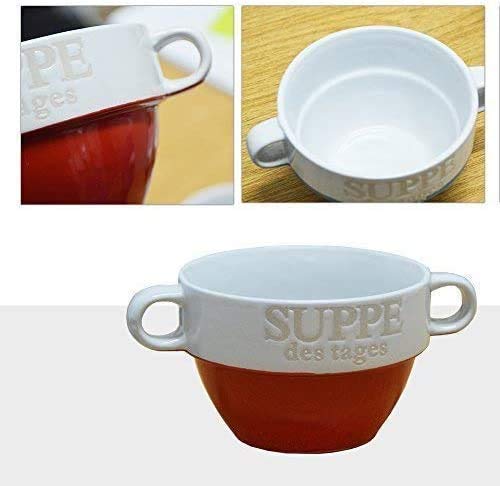 DRULINE 12 Stück Suppentasse aus Keramik mit Schriftzug Suppe des Tages Ø 13 cm Rot von DRULINE