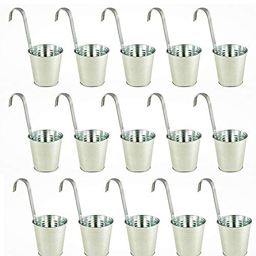 DRULINE 18er Set Blumentopf hängend - Hängetopf - Pflanztopf - Übertopf - Hängeblumentopf - Blumenübertopf Zink - Ø 9/13 cm - B/H/T ca. 13 x 28 x 24 cm - mit abnehmbaren Haken von DRULINE