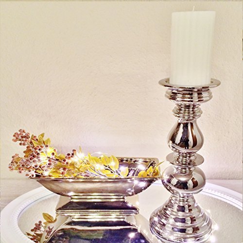 DRULINE 2 x 38 cm Silber Kerzenleuchter Kerzenständer Kerzenhalter Kerze Deko Keramik von DRULINE