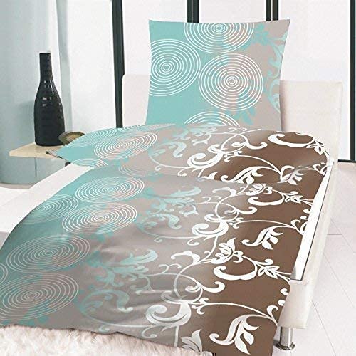 DRULINE 2 x BETTWÄSCHE 4 TEILIG Polyester 135x200 cm Aqua Ornament Türkis Braun Weiss von DRULINE