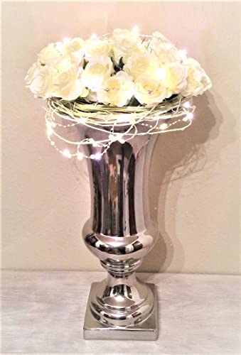 25 cm Blumentopf Vase Deko Hochzeitsdeko Übertopf Blumenvase Amphore Pflanzgefäß Pflanztopf Hochzeitstischdeko Keramik Vase Tischvase Silber Amphorenvase Trompetenvase Deko Vase Hochzeitsdekoration von DRULINE