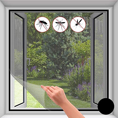 DRULINE 4er-Set Fliegengitter Fenster - Fliegengitter - Insektenschutz Fenster - DIY - Moskitonetz - Polyester weiß oder schwarz - mit Klettband selbstklebend - leichte Montage - ca. 150 x 180 cm Weiß von DRULINE