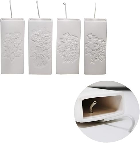 DRULINE 4er Set Luftbefeuchter - Raumbefeuchter Heizung - Raumluftbefeuchter - Verdampfer - Verdunster - Keramik weiß - mit Blumenprägung - B/H/T ca. 8 x 20,5 x 3,5 cm - je 300 ml von DRULINE