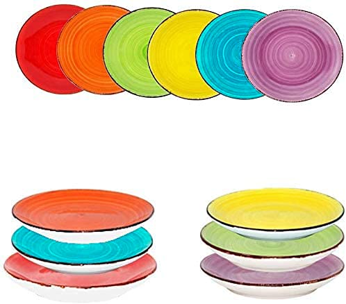 DRULINE 6er-Set Kuchenteller Ø19 cm Maritime Dessertteller Kinderteller, Servierteller Desserts, Brotteller Tortenteller, Royal Frühstücksteller Flachteller aus Premium Porzellan Pastateller Uni von DRULINE