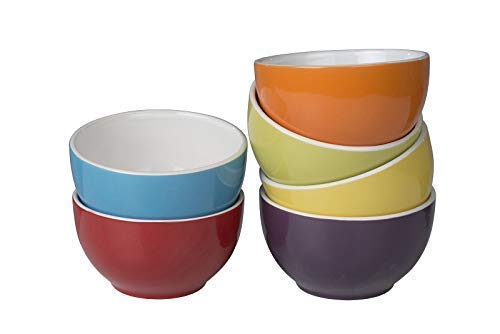 DRULINE 6er set MIRI Schalen Müslischalen aus Porzellan, Dessertschale, Snackschale, Porzellan 13x13x8cm für 6 Personen Eisschale, Schüssel, Bunte Serie 6-TLG. Servierschalenset Uni bunter Farbenmix runde, Ø 13 cm Müslischalen für Frühstück Schüsseln für Obst-Salat, Müsli & Suppe 101 102 Snack-Schälchen Geschirr Gastronomie von DRULINE