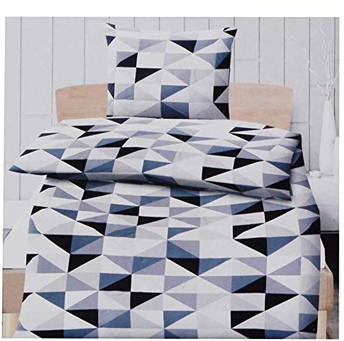 DRULINE Bettwäsche Polyester 2-TLG. Dreiecke 135 x 200 cm Blau Grau Weiß von DRULINE