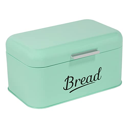 DRULINE Brotkasten Brotbox Metall Bambus Brotbehälter mit Deckel Bambusdeckel Brot Aufbewahrung Box Kiste (Metall-Mint) von DRULINE